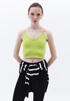 Women Green Crop Singlet with Thin Straps