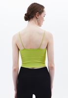 Women Green Crop Singlet with Thin Straps