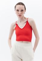 Women Pink Crop Singlet with Thin Straps