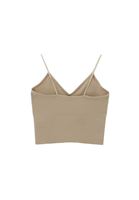 Women Beige Crop Singlet with Thin Straps