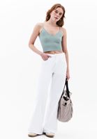 Women Green Crop Singlet with Thin Straps