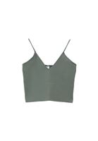 Women Green Crop Singlet with Thin Straps