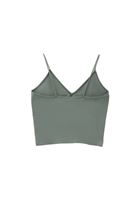 Women Green Crop Singlet with Thin Straps