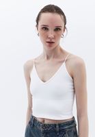 Women White Crop Singlet with Thin Straps