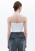 Women White Crop Singlet with Thin Straps