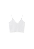 Women White Crop Singlet with Thin Straps