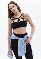 Women Black Bralet with Pipe Detail