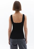 Women Black Cotton Blended Square Neck Singlet