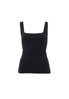 Women Black Cotton Blended Square Neck Singlet