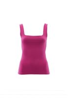 Women Pink Cotton Blended Square Neck Singlet