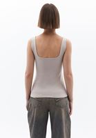 Women Beige Cotton Blended Square Neck Singlet