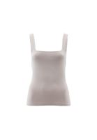 Women Beige Cotton Blended Square Neck Singlet