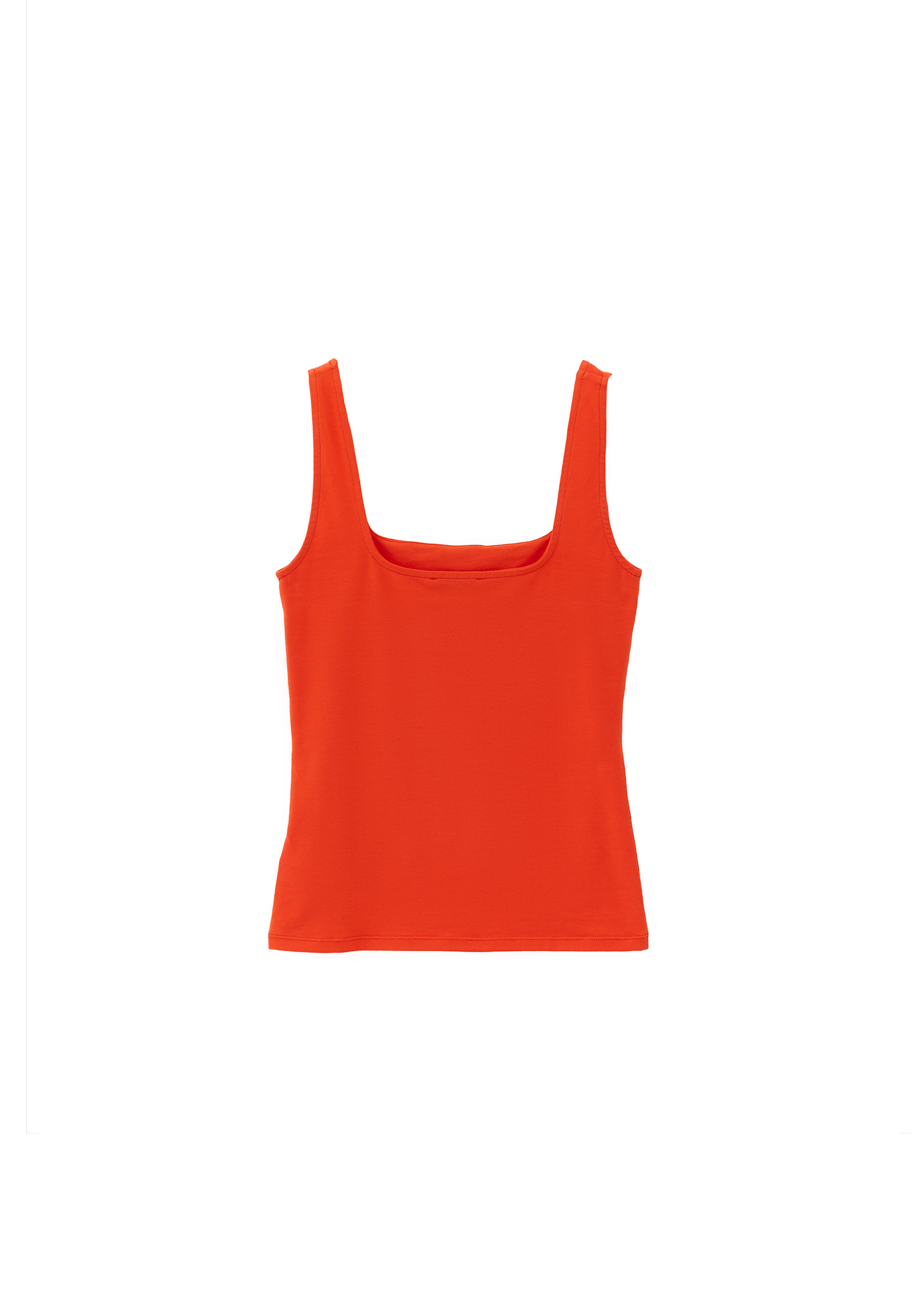 Orange Cotton Blended Square Neck Singlet Online Shopping