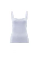 Women White Cotton Blended Square Neck Singlet