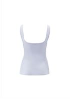 Women White Cotton Blended Square Neck Singlet