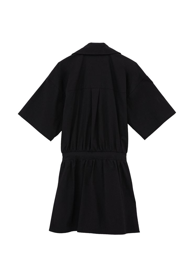 Women Black Oversized Mini Shirt Dress