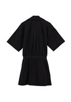 Women Black Oversized Mini Shirt Dress