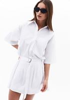 Women White Oversized Mini Shirt Dress