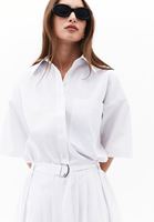 Women White Oversized Mini Shirt Dress