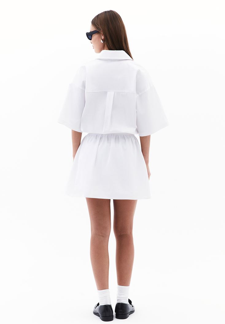 Women White Oversized Mini Shirt Dress