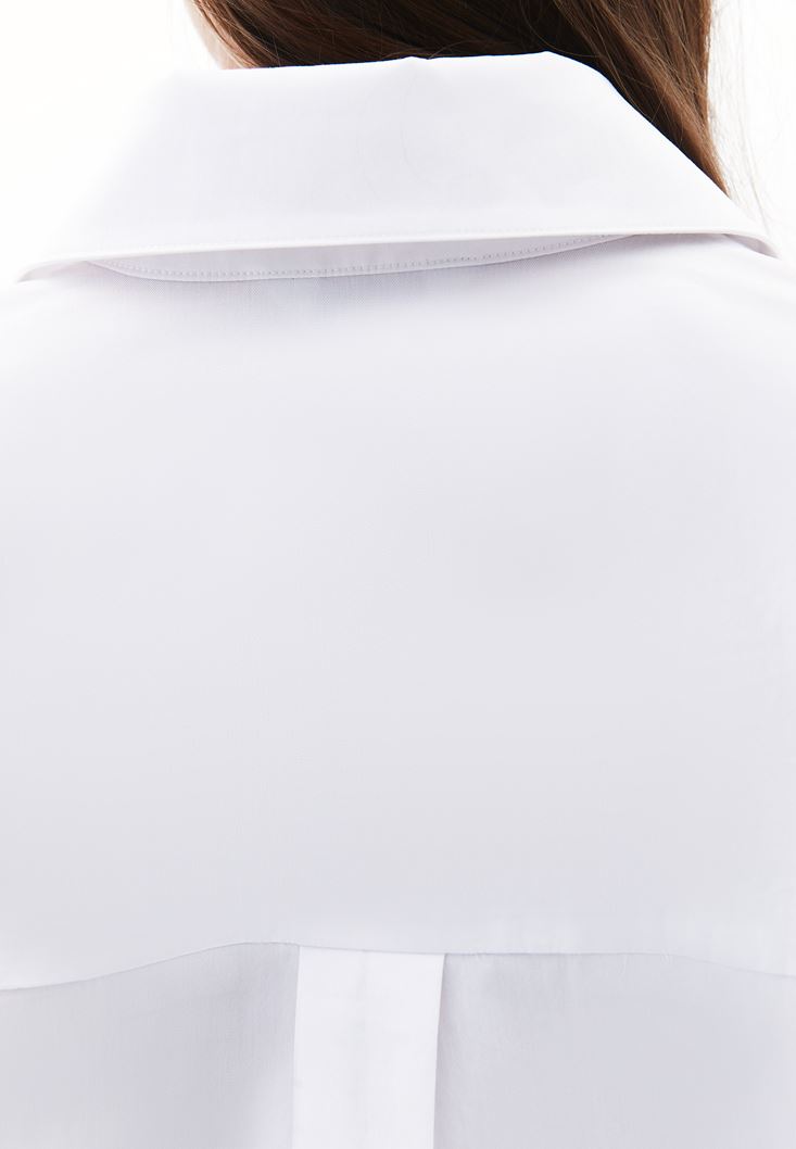 Women White Oversized Mini Shirt Dress