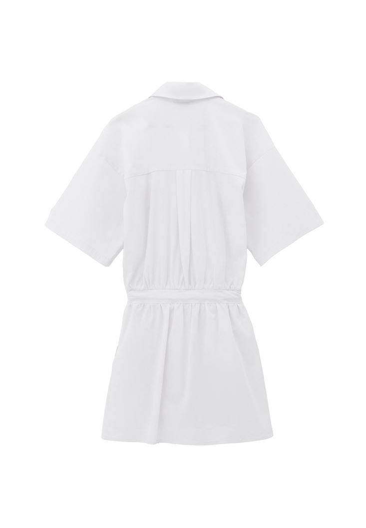 Women White Oversized Mini Shirt Dress