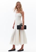 Women Beige Square Neck Strappy Maxi Dress