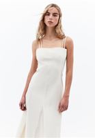 Women Beige Square Neck Strappy Maxi Dress