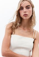 Women Beige Square Neck Strappy Maxi Dress