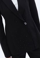 Women Black Blazer with Rhinestone Detail