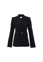 Women Black Blazer with Rhinestone Detail