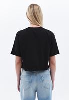 Women Black Cotton Blended Tshirt