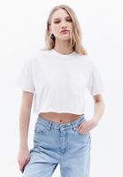 Women White Cotton Blended Tshirt