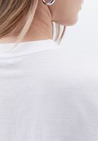 Women White Cotton Blended Tshirt