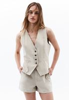Women Beige V-Neck Vest