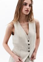 Women Beige V-Neck Vest