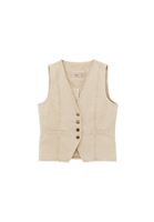 Women Beige V-Neck Vest