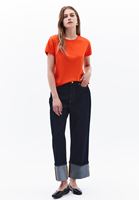 Women Orange Cotton Sleeveless Top