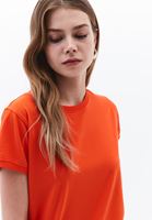 Women Orange Cotton Sleeveless Top