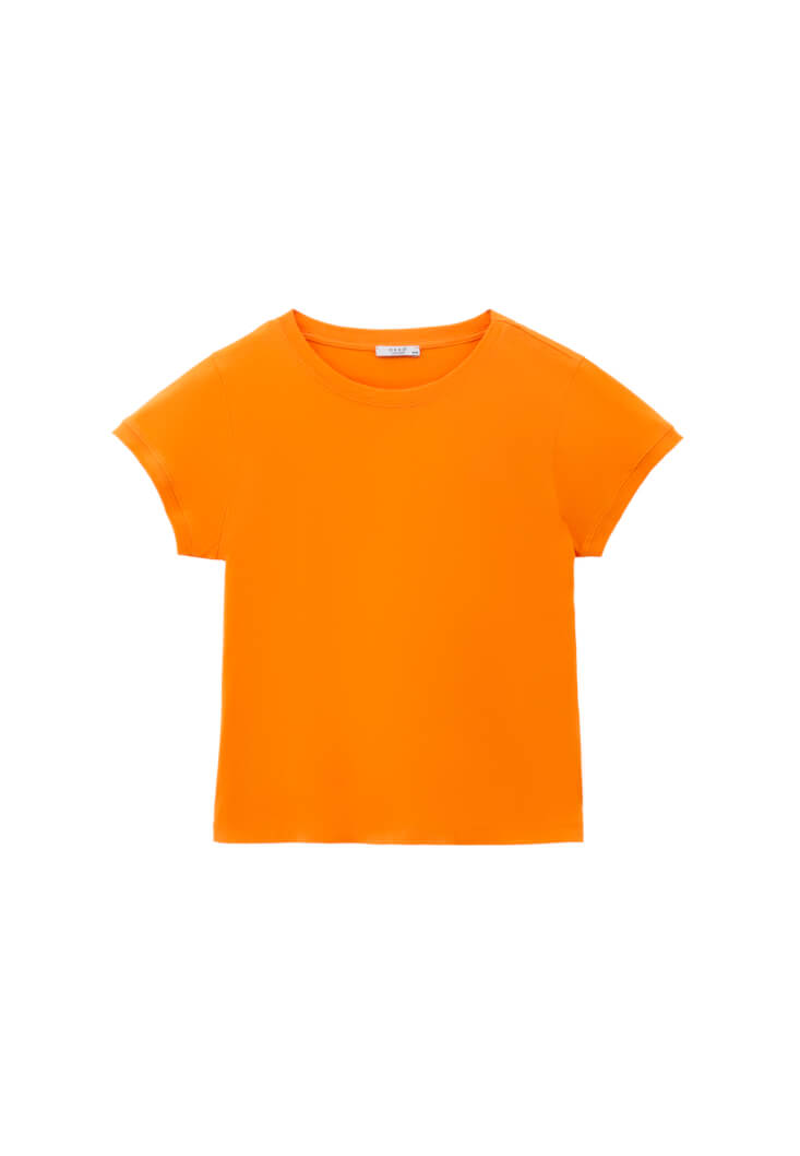 Women Orange Cotton Sleeveless Top