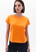 Women Orange Cotton Sleeveless Top