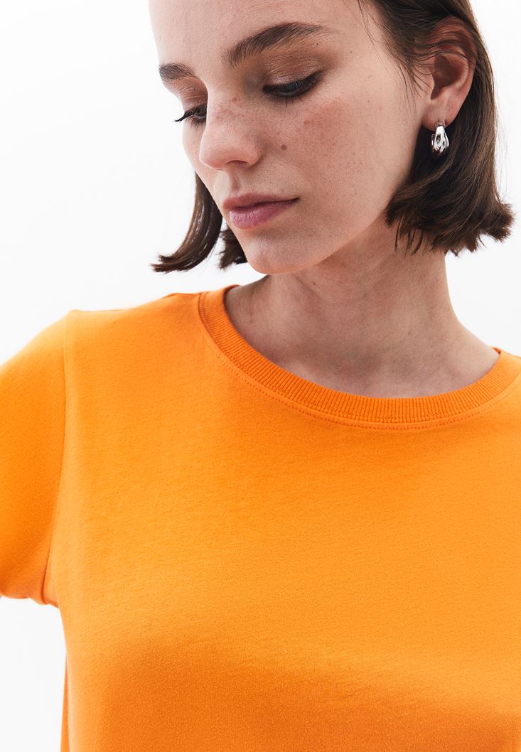 Women Orange Cotton Sleeveless Top