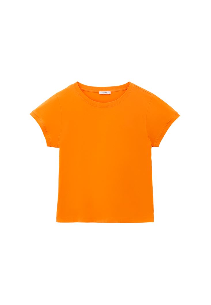 Women Orange Cotton Sleeveless Top