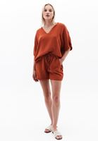 Women Orange Ultra High Rise Cotton Blended Shorts