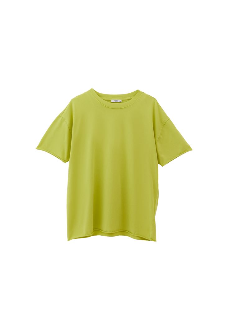 Women Green Zero Neck Oversize T-Shirt
