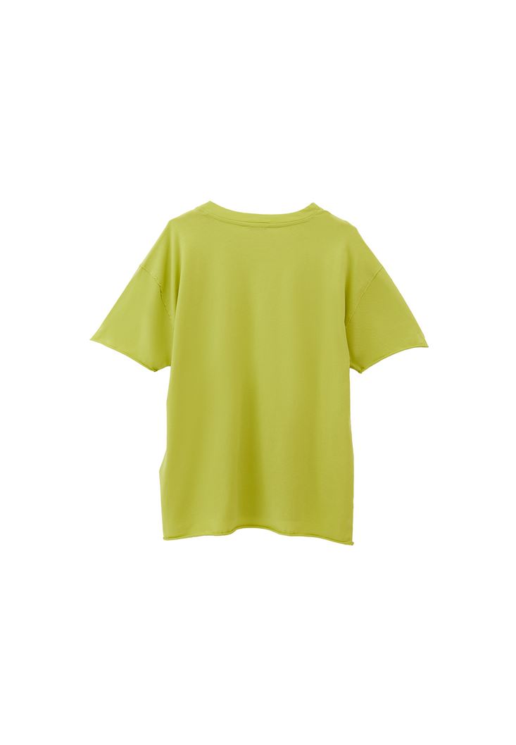 Women Green Zero Neck Oversize T-Shirt
