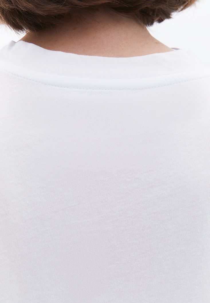 Women White Zero Neck Oversize T-Shirt