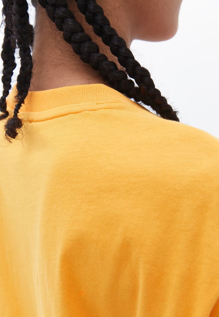 Women Orange Crew Neck Oversize Tshirt