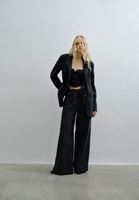 Women Black High Rise Wide Leg Denim Pants