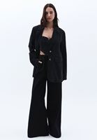 Women Black High Rise Wide Leg Denim Pants